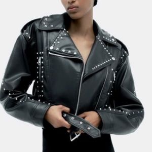 Zara studded faux leather jacket New with tag size medium